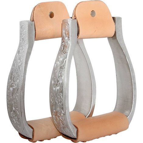 Supports de fleurs western en aluminium avec repose-pieds recouverts de cuir