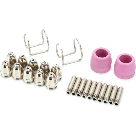 Verbrauchsmaterialien-Set für Plasmaschneidbrenner: Elektrode, Kontaktspitze, Keramikdüse SG-55, AG-60, WSD-60P (55 Stück) (1/5)