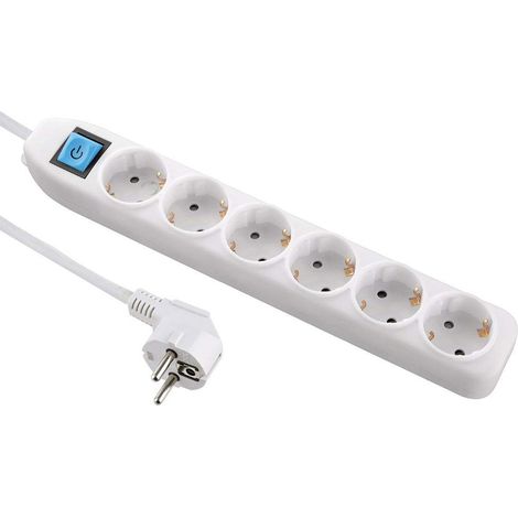 Electraline 59663 - Ciabatta elettrica a 6 prese con interruttore, cavo 1,5 m, presa multipla, presa da tavolo, colore: Bianco (1/3)