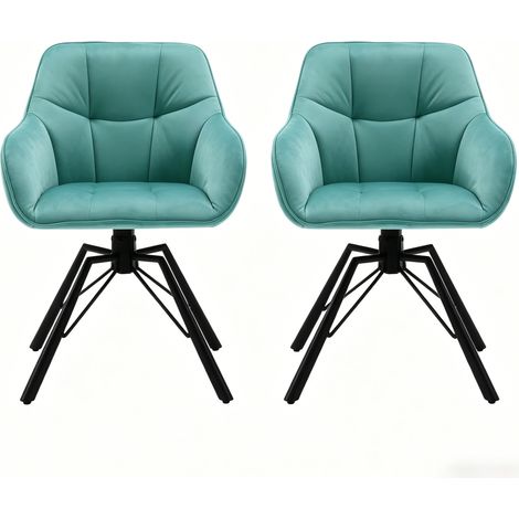 CHICFURN Set di 2 sedie da pranzo girevoli 57 x 54,5 x 82,5 cm velluto turchese (1/5)
