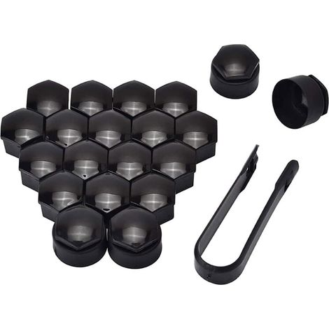 20 Pièces Cache ecrou pour Ford Foucs MK2 2004-2011, Capuchons D'Écrou De Roue Capuchons Protection Hexagonal Écrous De Roue Outil Retrait,19mm-Black (1/5)