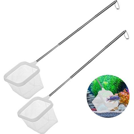Set mit 2 Netzen, ausziehbarer Edelstahlgriff, feines Nylongewebe, zur Reinigung von Aquarienbrut (1/5)