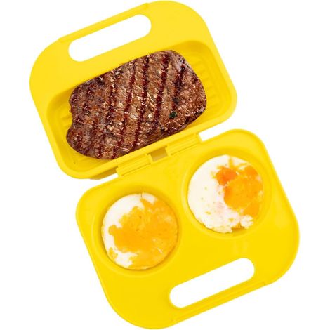 Macchina per frittate nel microonde in silicone con 2 cavità, stampo antiaderente per uova in camicia, per omelette veloci e uova al vapore, un pratico aiuto in cucina per la colazione (1/5)