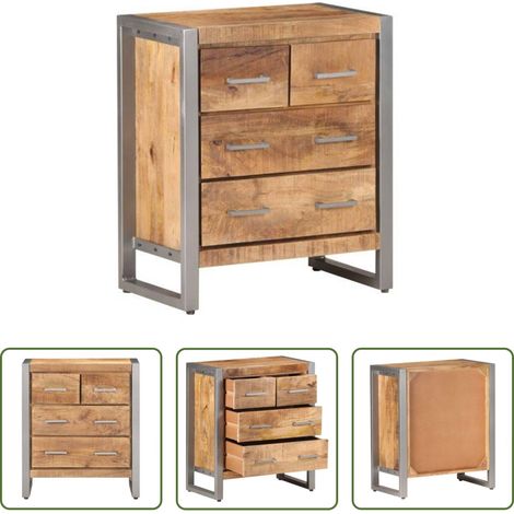 vidaXL Bois de manguier -  Buffet 60x35x70 cm Bois de manguier brut (1/5)