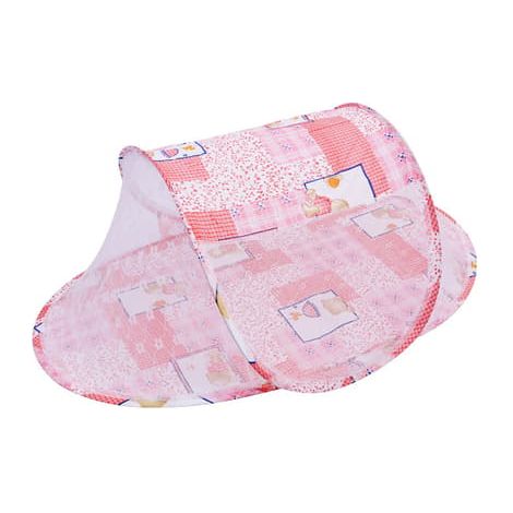 Moustiquaire pliable et portable avec fermeture éclair pour les voyages en famille, rose, 108 x 60 x 38 cm