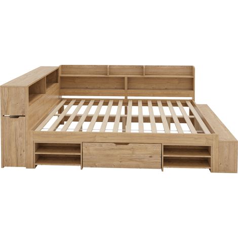Cama con almacenaje para niños de 140 x 200 cm en contrachapado con cajones y armarios (1/5)
