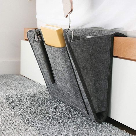Vide Poche Lit, Poche de Rangement de Chevet Organisateur de Chevet, Sac de Rangement Suspendu lit Sac de Rangement Sac Suspendu (1/5)