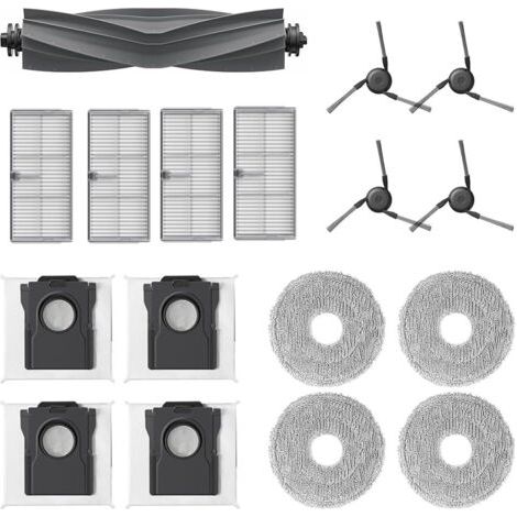 17 Pcs Accessoires pour Dreame X40 Ultra / X40 Ultra Complete/L40 Ultra Robot Aspirateur.1 Brosse Principale, 4 Filtres, 4 Sacs à Poussière, 4 Chiffons de Nettoyage, 4 Brosses Latérales (1/5)