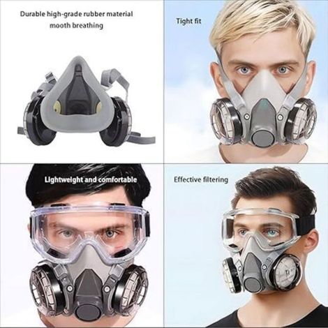 Masque Respiratoire - Masque Anti-poussière 6200 - Avec Lunettes De Sécurité - 20 Cotons De Rechange - Pour Chantier Et Atelier (1/4)