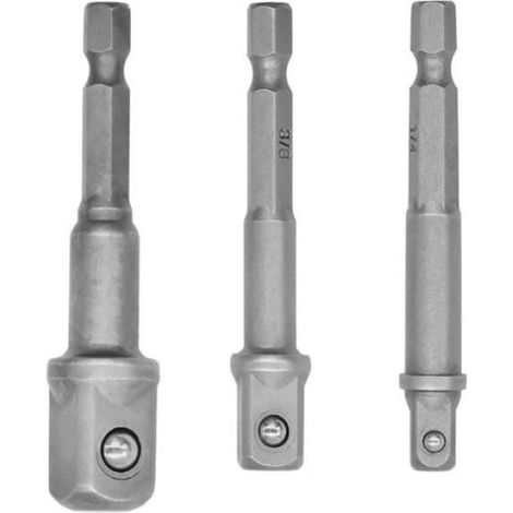 Adaptateur Douille - Hexagonal Vers Carré - 1/4 Pouces 3/8 Pouces 1/2 Pouces - Acier Chrome-Vanadium - Lot De 3 (1/3)