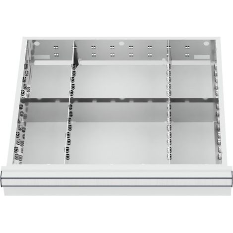 Compartimentage de tiroir STIER, séparations en métal, BLH 75 mm, dimensions intérieures 500x450 mm, 6 casiers