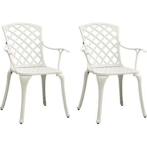 Ensemble de 2 Chaises de Jardin en Aluminium Moulé sous Pression, Blanc (1/5)