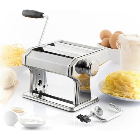 Machine à Pâtes Manuelle - CELLUSTOP - Inox - 3 Rouleaux - 8 Niveaux d'Épaisseur - Compacte