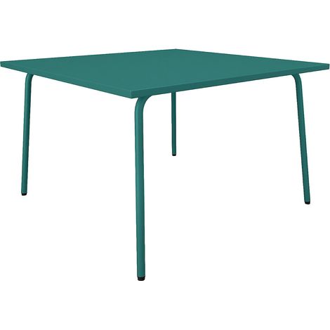 Tavolo da giardino quadrato L.120 cm in metallo - Blu anatra - MIRMANDE di MYLIA (1/4)