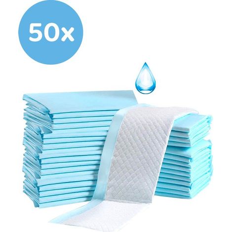 Lot de 50 alèses jetables absorbantes pour lit - Protections de matelas imperméables et hygiéniques - Alèses absorbantes à usage unique