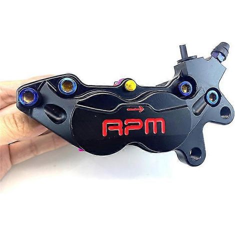 Étrier de frein de moto 40 mm, piston P4, pompe de frein axiale pour scooters et motos tout-terrain Honda, Yamaha, Kawasaki, Suzuki (modifiable) - Noir, côté droit (1/5)