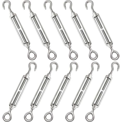 Pack of 10 M6 Tensioners Cable - Stainless Steel 304 Adjustable Eye and Eye Tensioner for Cable, Garden, Fence and Hanging Wires (1/5)