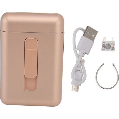 Étui rechargeable 20 cigarettes épaisses avec briquet électrique portable, doré, pour hommes et femmes, étui à cigarettes (1/5)