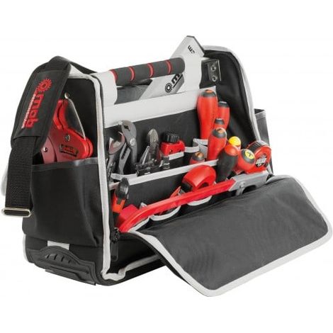 Mob Outillage – Sac à outils textile 2 zones 500 x 330 x 120 mm – 13 poches et 12 sangles élastiques – Ouverture large par zips YKK – Pour électroportatifs jusqu'à 15'' (1/4)