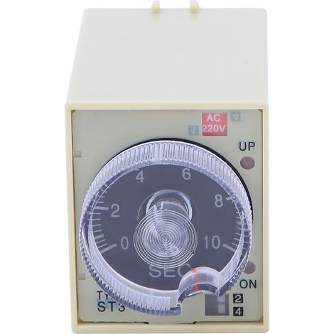 Relais temporisé à bouton réglable, contacts en alliage de haute qualité, boîtier en polycarbonate ST3PA D, 220 V CA, 50/60 Hz