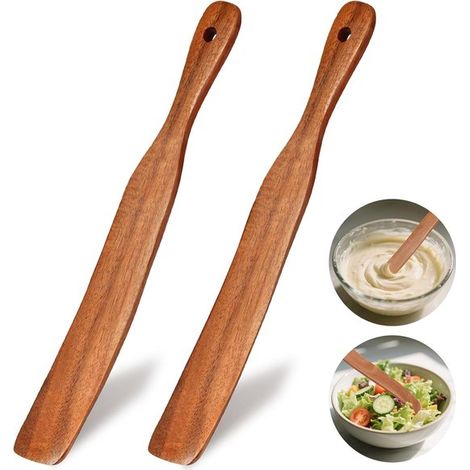Spatule en bois, racloir à pâte, spatule à beurre, ustensile de cuisine indispensable, sans BPA. Idéale pour mélanger et préparer la pâte, notamment le levain. Un cadeau parfait (1/5)