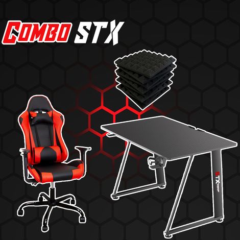 Postazione Gaming STX Rosso - GTX Sedia gaming ufficio scrivania tavolo pannelli fonoassorbenti set (1/5)