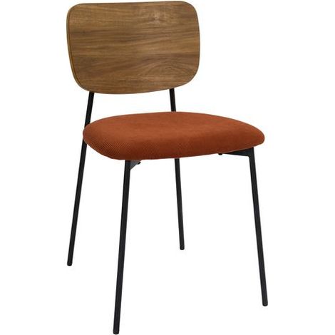 Lot de 4 Chaises - HOME DECO FACTORY - Jules - Côtele - Rouge (1/5)