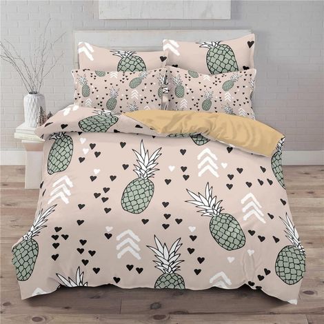 Bettwäsche-Set Ananas 135x200cm mit Kissenbezug 80x80cm, Mikrofaser, Kinder