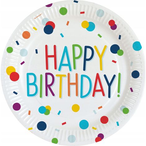 Assiettes d'anniversaire Confetti 22,8 cm 8 pièces