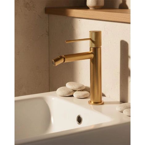 Rubinetto bidet senza scarico in ottone oro spazzolato Melin (1/3)