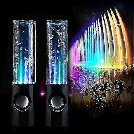 Haut-parleurs lumineux Waterdance 2024 avec fontaine, prises audio 3,5 mm et lumières LED colorées. Portable et facile à utiliser. (1/5)