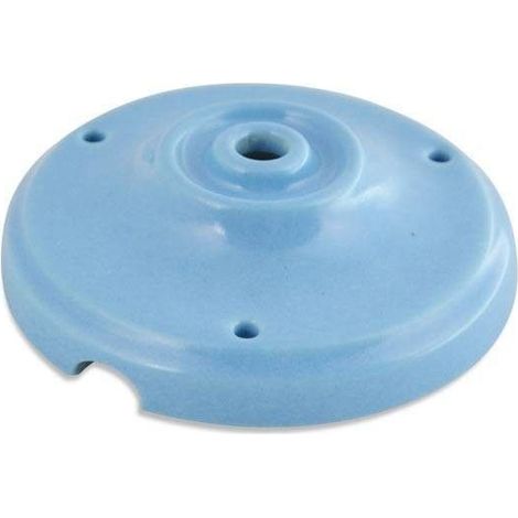Barcelona Led – Rosace en céramique 100mm – Couleur bleu – Fixation trois trous pour installation plafond – Décoration intérieure moderne