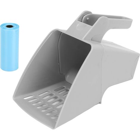Pelle à litière pour chat, pelle multifonctionnelle en PP avec sacs pour système de tamisage gris (1/5)