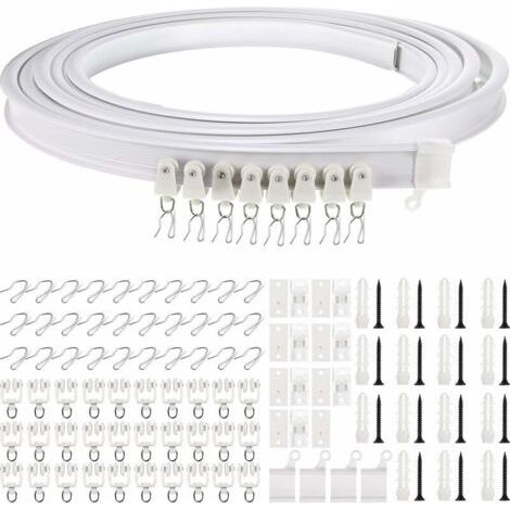 VURAHOME - 5 Mètres Rail de Plafond Pliable Rail de Rideau Incurvé Montage de Rideau de Plafond Flexible Rail de Fenêtres Courbes pour Rail de Rideau avec Système de Rail Rideau Lit Diviseur, Rail de (1/5)