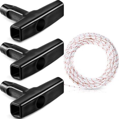 10 Meter 3,0 mm Rückstoßstarterseil Zugseil mit 3-teiligem Startergriff für Rasenmäherteile Kettensäge Trimmer Freischneider Motor, (1/5)