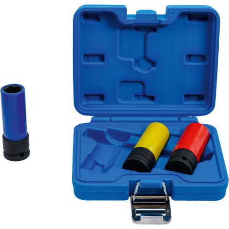 Juego de vasos de impacto con protector de plástico  entrada 12,5 mm (1/2")  17 / 19 / 21 mm  3 pièces (1/5)