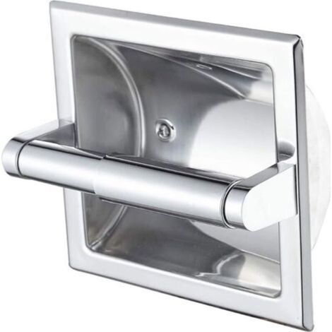 Portarotolo di carta igienica integrato, portarotolo di carta igienica a parete per bagno, design salvaspazio, argento - Crezuo (1/4)