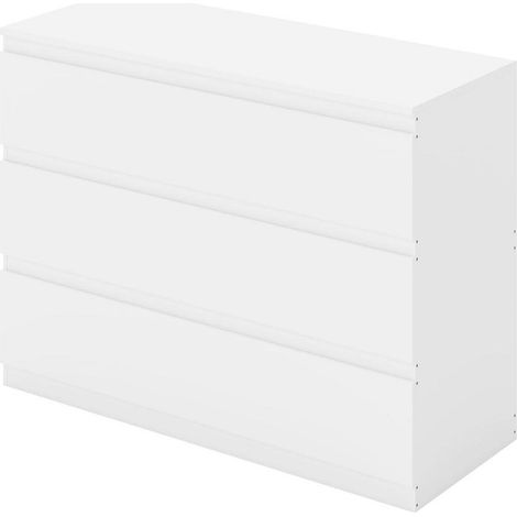 Commode blanche 100 cm avec 3 tiroirs, meuble de rangement pour chambre, salon, bureau (1/5)