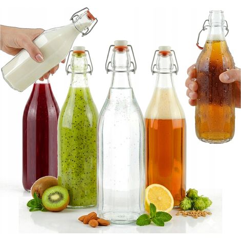 6x COSTOLATA Flasche 1L mit MECHANISMUSVERSCHLUSS für Saft, Tinktur, Sirup 6 Stück. (1/5)