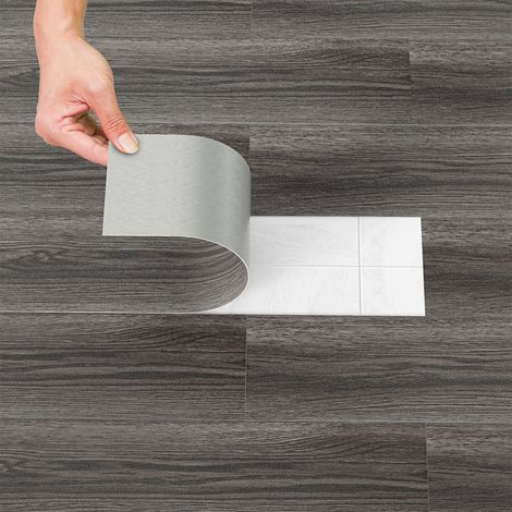 Randaco Revêtement de Sol Adhésif PVC Vinyle 21 Pièces 2,92 m² Night Oak Chêne Noir