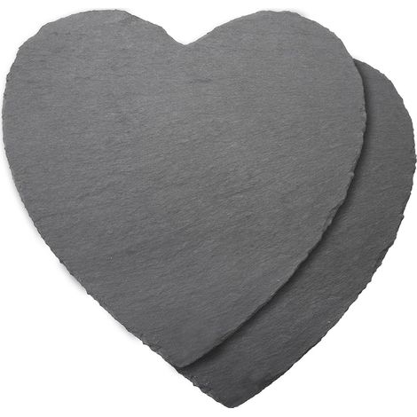 Assiettes en ardoise cœur 20 cm – Lot de 2
