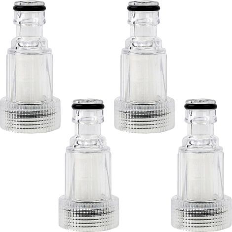 4 Pièces Filtre d'entrée d'eau, Filtre à Eau pour Nettoyeur Haute Pression avec Raccord Rapide 3/4", Améliore la Pression et Prolonge la Durée de Vie du Nettoyeur pour Jardins et Systèmes d’Arrosage (1/4)