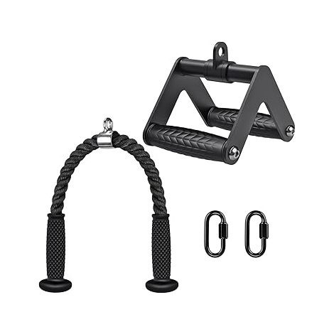 Accessoires de machine à câble pour salle de sport à domicile Ensemble de fixation pour triceps avec corde à triceps double poignée en V Système de poulie à câble pour salle de (1/5)