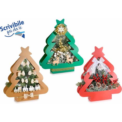 Cestini portafiori ad albero di Natale in carta colorata semi idrorepellente con sacchetto interno impermeabile, set da 6 pezzi, cm 35,5 x 9 x 43 H