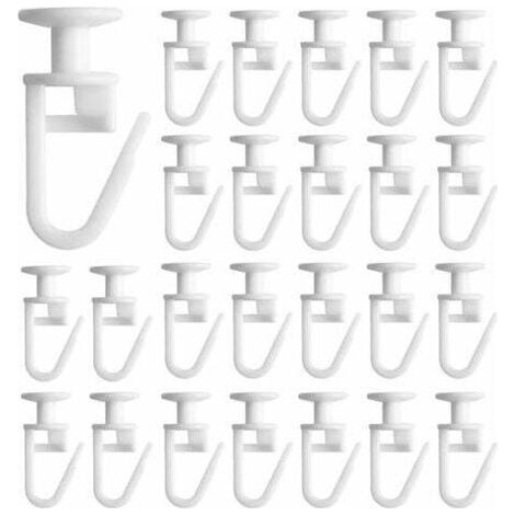 50 Pièces Glisseur pour Rail Rideau ,Glisseurs pour Rail à Rideaux Crochets à Clapser Crochets de Rideau pour Rails de Rideau de Type Rail,Blanc (1/5)