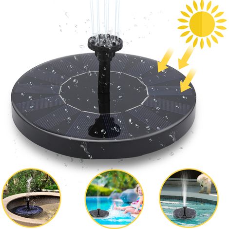 Randaco SolarPumpe 1.5W Solar Springbrunnenpumpe Fontäne Solar Teichpumpe mit 6 Fontänenstilen 190L/h Sola Wasserpumpe Solarbrunnen