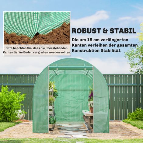 Serre tunnel 4x2m, bâche imperméable avec porte, 8 fenêtres, anti-UV, polyéthylène résistant, bâche seule, vert (1/4)