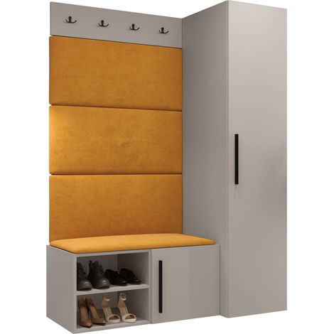 Conjunto para recibidor Nitos II, Manila 32, 191x124x50cm, Tapiz, Aglomerado laminado, Montada en la pared, Colocada