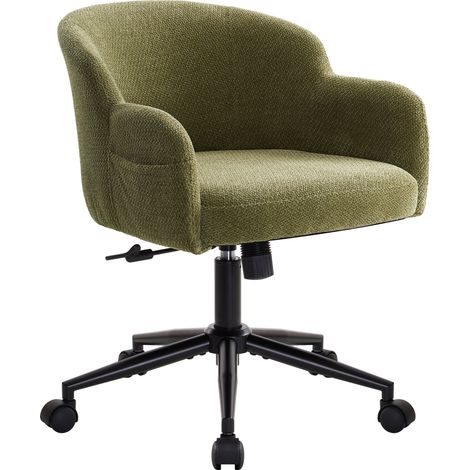 IWMH Chaise de bureau, chaise pivotante réglable en hauteur, chaise ergonomique pour coiffeuse, bureau, chambre à coucher - Velours - Vert