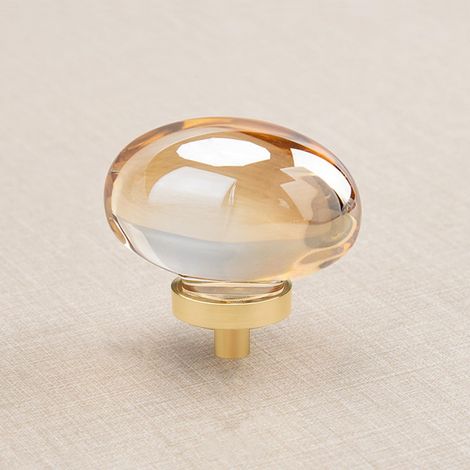 Lot de 8 boutons d'armoire et cristal champagne doré pour tiroirs pour commodes, meubles et laiton (ovales) (1/5)